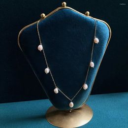 Choker Fashion Natural Freshwater Pearl Necklace For Women Irregular Baroque Drop Tassel Simple Chain Wedding