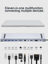 Hubs USB C Hub 11 in 1 Type C Dock 3.0 Splitter Multiport Adapter 4K HDMIcompatible RJ45 SD/TF VGA PD for MacBook iPad xiaomi