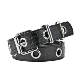 Waist Chain Belts Women Ring Belts Eyelet Grommet Leather Buckle Punk Pin Belt Leisure Dress Jeans Gothic Waistband Punk Popular Y240422