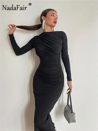 Casual Dresses Nadafair Long Sleeve Maxi Dress Elegant Women Spring 2024 O Neck Bodycon Fitted Party Club Sexy Y2K