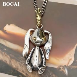 Pendants BOCAI New S925 Silver Jewellery Accessories Trendy Rabbit Doll Pendants for Men and Women Personalised Retro HipHop Lover Gift