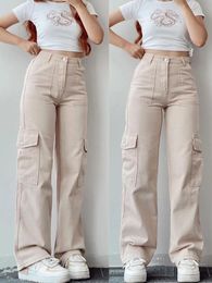 Y2K Women Vintage Cargo Pants Streetwear Techwear Korean Harajuku Parachute Pants Beige Sweatpants Wide Leg Joggers Trousers 240420