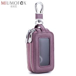 Wallets Car Key Holder Men Genuine Leather Practical Housekeeper Multifunctional Double Zipper Square Home Key Case Women Keys Wallet