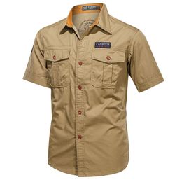 Mens Tactical Short-sleeved Shirt Summer Outdoor Multi-pocket Quick-drying Military Cargo Shirt Hiking Fishing Work T-shirt 240407