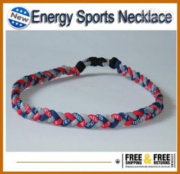 For Christmas softball Baseball Sports Titanium 3 Rope Braided Sport Necklace bracelet2665327