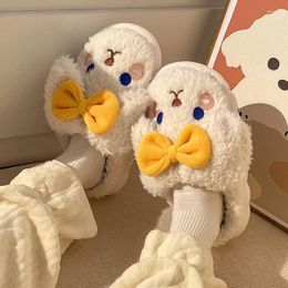 Slippers 2024 Cute Cartoon For Women Girls Fluffy Warm Winter Cotton Shoes Indoor House Bedroom Slides