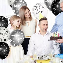 Party Decoration 36Pcs/Set 30th Black And Silver Latex Balloons Stylish Reusable Decor Supplies Unique Po Booth Props For Men Women