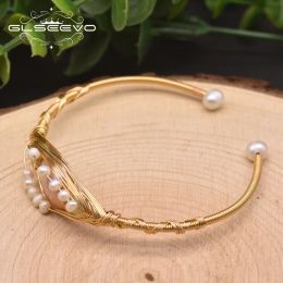 Strands GLSEEVO Natural Freshwater Baroque Pearl Bracelet Original Design Luxury Jewellery Bracelet Jewellery Birthday Party Gift GB0930