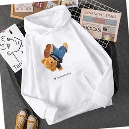 Mr.teddy Bear to miłośnik Breakdance Printed Hoodies Kobiety swobodne wygodne ubranie luźne ubrania z polaru pulovery streetwear