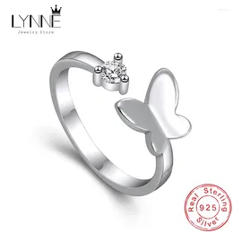 Cluster Rings Fashion 925 Sterling Silver Zircon Butterfly Open Resizable Rhinestone CZ Finger Ring Women&Girl Fine Jewellery Gift