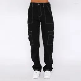 Women's Jeans Trendy Straight Cargo Women Baggy Wide Leg Pants Handsome Design Denim Trousers Cool Stylish Streetwear Hip Hop Overalls