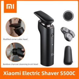 Shavers XIAOMI MIJA Electric Shaver S500C Dry Wet Shaving Washable Portable Beard Trimmer 3 Head Flex Razor Face Facial Cleanser for Men
