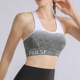 Lulemen tops shorts Spring New Sports Bra Yoga Running Fitness Moisture wicking Sweatwicking Shock Absorbing Clustering Stripe Gradient Racerback