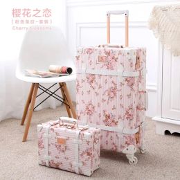 Sets TRAVEL TALE Women 20"22" 24" 26" Travel Luggage Retro Spinner Suitcase Floral Koffers Trolleys For Trip