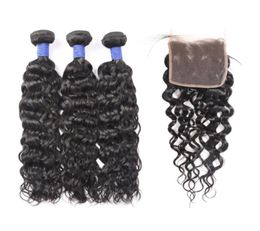 10a brazilian human hair bundles with closure water wave whole peruvian hair 3bundles with lace closure hair extensions fast1513203268345