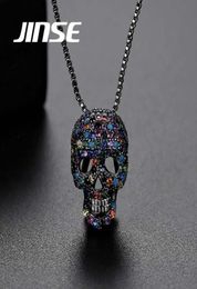 Hip Hop Colorful Skull Pendant Cubic Zircon Skeleton Necklace For Men Women Fashion Vintage Gothic Jewelry Gifts6491211
