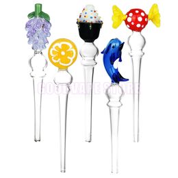 Colourful Glass Pipes Integrated Philtre Handpipes Cigarette Holder Cute Figurine Designs Dabber Tips Portable Vessel Smoking Waterpipe Oil Rigs Straw Hand Tube DHL