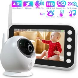 Monitors 4.5'' Video Baby Monitor with Camera and Audio Night Vision Temperature Monitoring Baby Camera 8 Lullabies 2Way Talk Babyphone