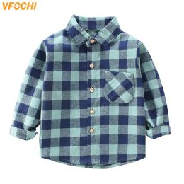 T-shirts Vfochi 2023 Spring Boy Shirt Plaid Long Sleeve Kids Top Clothes Multicolor Casual Shirts for Children 210 Years Boys Shirts