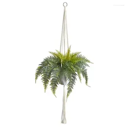 Decorative Flowers Green Fern Hanging Plastic Artificial Plant In Basket