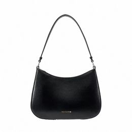 2024 Hot Sale Lady Genuine Leather Underarm Bag Fi Single Shoulder Bag Simple Solid Colour Bags Elegant Women Handbags Black V5nM#