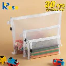 Bags 130 PCS Mesh Zipper File Bag Waterproof Moistureproof Zipper Folder Toy Storage Bag Storage Tools Cosmetic Organization Bag