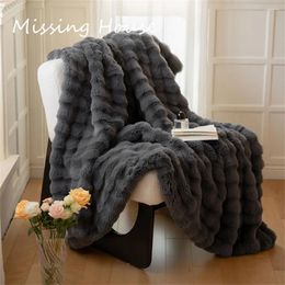 Blankets Luxury Faux Fur Soft Blanket Thicken Warm Hair Plush Throw For Couch Sofa Winter Bed Cover Bedspread