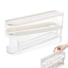 Kitchen Storage Egg Dispenser Automatic Rolling Organizer Container Space-Saving Roller Stackable Fridge Organizers Clear Tray