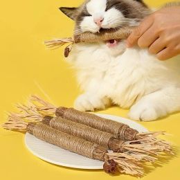 Toys Cat Toys Silvervine Chew Stick Polygonum Raffia Grass Cleaning Teeth Stick Cat Toy Rope Pet Supplies New