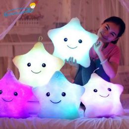 Dolls 34CM Creative Luminous Stuffed Plush Glowing Toy Stars Pillow Led Light Colorful Cushion Toys Birthday Gift For Kids Children