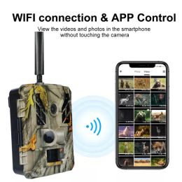 Cameras 4K WIFI APP Hunting Trail Camera FOV 120 Degree 0.2s Trigger IR Range 30m 4K Video 48mp picture IP67 For Surveilliance Wildlife