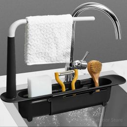 Organization Telescopic Sink Shelf Kitchen Sinks Organizer Soap Sponge Holder Sink Drain Rack Storage Basket Kitchen Gadgets Accessories Tool