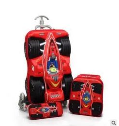 Bags Boy's Car trolley case wheeled Rolling Bag 3D Children Travel suitcase Trolley School Backpack Kid's Trolley Bags with wheels