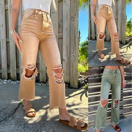 Women's Jeans High Waisted Ripped Flare For Women Casual Distressed Pants