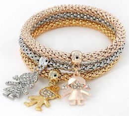 Bangle 1 Set Vintage Designer Rhinestones Gold Color Charm Girls And Boys Bracelet Popcorn Chain Jewelry For Women 55mm16176034