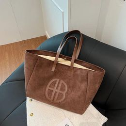 Shoulder Bags Women's Suede Bag Large Capacity Buckle Tote Luxury Designer Handbags And Wallets 2024 Fashion Trend Vintage Letter