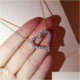 Pendant Necklaces Vecalon Heart Love 925 Sterling Sier Pave 5A Zircon Pendants With Necklace For Women Bridal Party Diamond Jewelry Dr Dhc7A