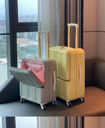 Luggage A325 Front opening of luggage multifunctional luggage, female silent universal wheel travel box male password trolley box