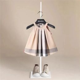 Casual Baby Girls Summer Dresses Kids Sleeveless Cute Striped Englang Style Fashion O-neck A-line Princess Dresses for Girls 240511