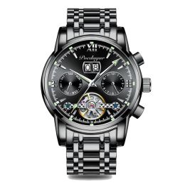Kits Top Brand Men's Automatic Mechanical Watch 30m Waterproof Stainless Steel Strap Luxury Men Auto Date Moon Wristwatch SlefWind