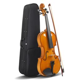 Set di violino 4/4 a grandezza naturale per studenti per principianti con custodia rigida, prua di violino, spalla, rosina, corde extra e sordina