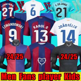23 24 25 Soccer Jersey GAVI LEWANDOWSKI PEDRI FC FERRAN Camiseta De Football Shirt AUBA JOAO CANCELO Men Kids Sets Uniform Jersey