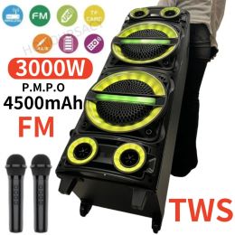 Speakers Portable Outdoor Bluetooth Speaker with Dual 8inch Handcart Sound System DJ Party Karaoke System Stereo Bass Speakers with LED