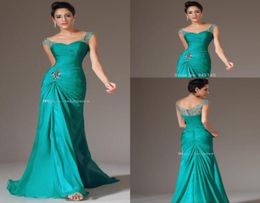 Sexy Design Mermaid Vneck Floor Length Prom Dresses Floor Length Turquoise Chiffon Bridesmaid Beaded Sequins Charming Evening Dre7030164