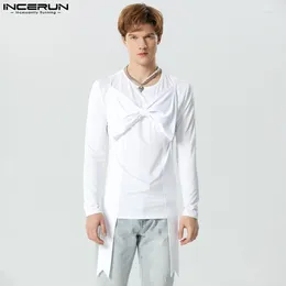 Men's Casual Shirts INCERUN Tops 2024 American Style Men Deconstruction Design Fashionable Knitted Tight Long Sleeved Blouse S-5XL