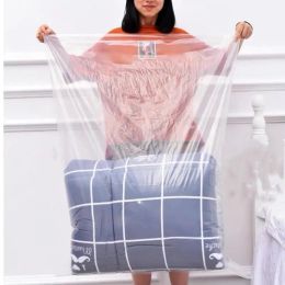 Bags 10 Pc Transparent Plastic Clothes Quilt Storage Bag Largecapacity Home Debris Dustproof Storage Bag Moving Luggage Packing Bag