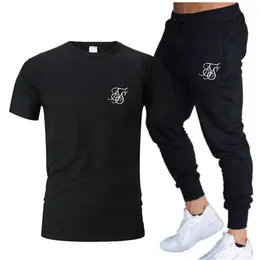 Men's Tracksuits 2024 SikSilk Summer Casual Suit T-shirt Pants Two Sports Fitness Brand Clothing