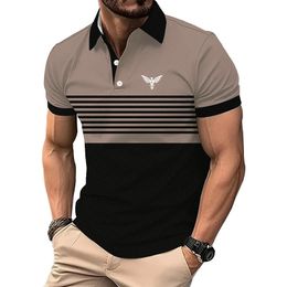 Summer Stripe Polo Shirt Men Casual Sport Lapel Golf Tops 240416