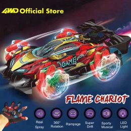 Car 4WD Remote Control Stunt Car with Waterproof Spray LED Lights Music Off Road 4x4 Monster Drift Racing RC Truck Toy Gift Boy Girl