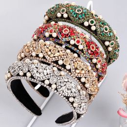 Jewellery Diamante Baroque Padded Hairbands Green Red Crystal Luxurious Headbands For Women Wedding Hair Accessories